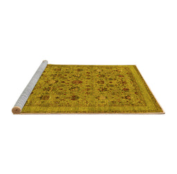 Sideview of Machine Washable Oriental Yellow Industrial Rug, wshurb2417yw
