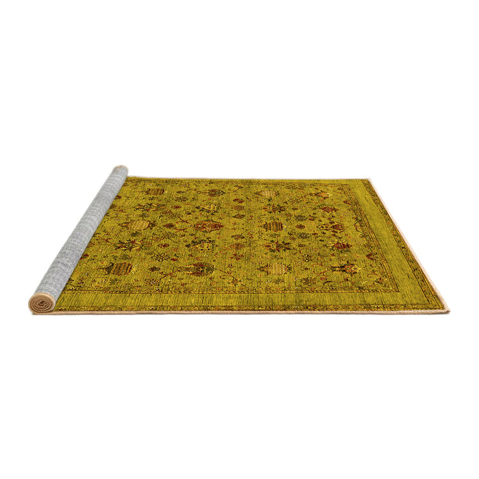 Sideview of Machine Washable Oriental Yellow Industrial Rug, wshurb2417yw