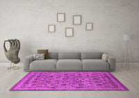 Machine Washable Oriental Pink Industrial Rug, wshurb2417pnk