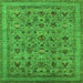 Square Machine Washable Oriental Green Industrial Area Rugs, wshurb2417grn