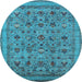 Round Oriental Light Blue Industrial Rug, urb2417lblu