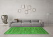 Machine Washable Oriental Green Industrial Area Rugs in a Living Room,, wshurb2417grn