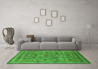 Machine Washable Oriental Green Industrial Rug, wshurb2417grn