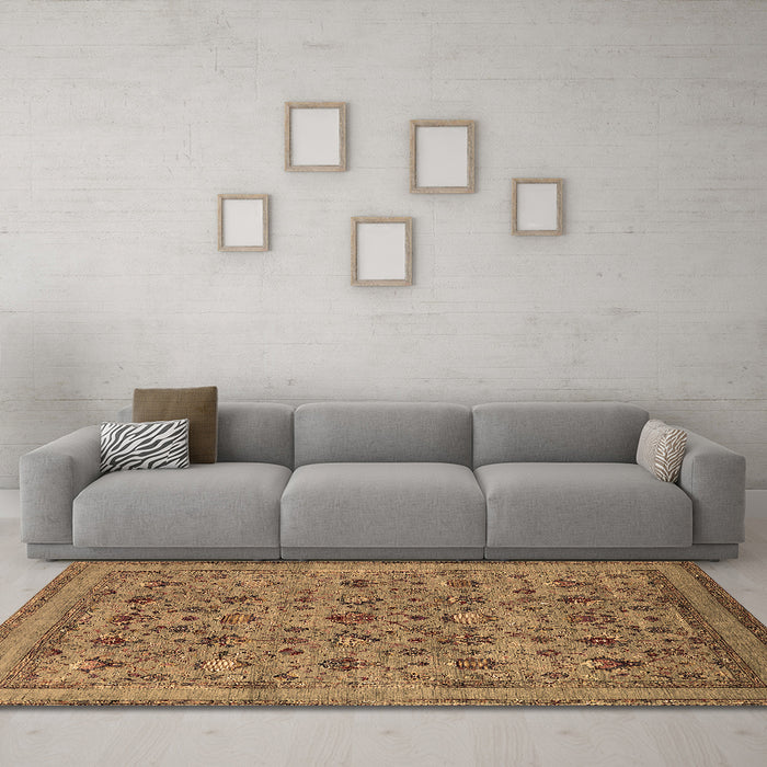 Machine Washable Oriental Brown Industrial Rug in a Living Room,, wshurb2417brn
