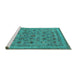 Sideview of Machine Washable Oriental Turquoise Industrial Area Rugs, wshurb2417turq