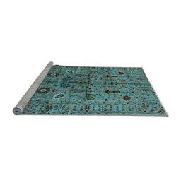 Sideview of Machine Washable Oriental Light Blue Industrial Rug, wshurb2418lblu
