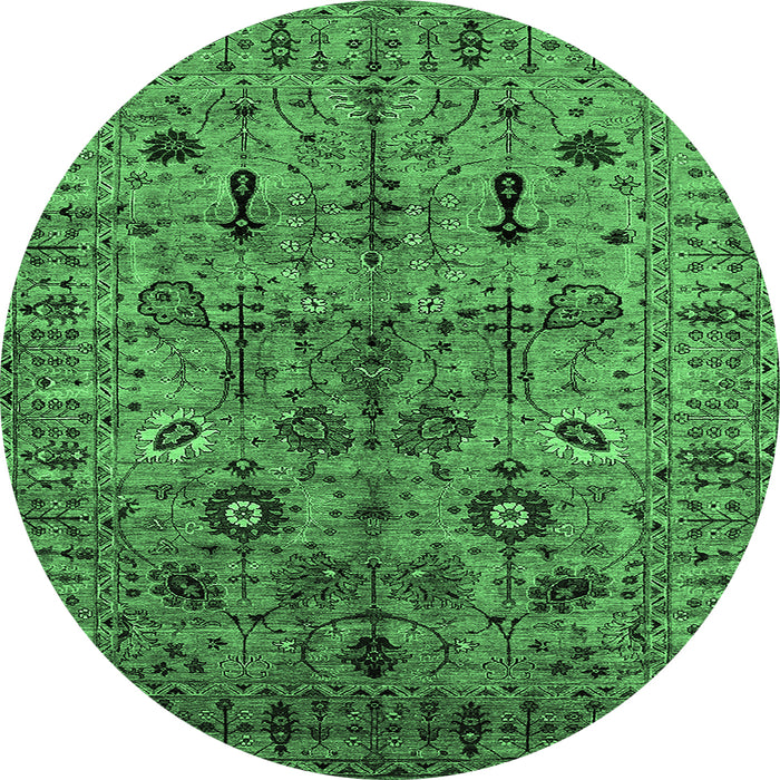 Round Oriental Emerald Green Industrial Rug, urb2418emgrn