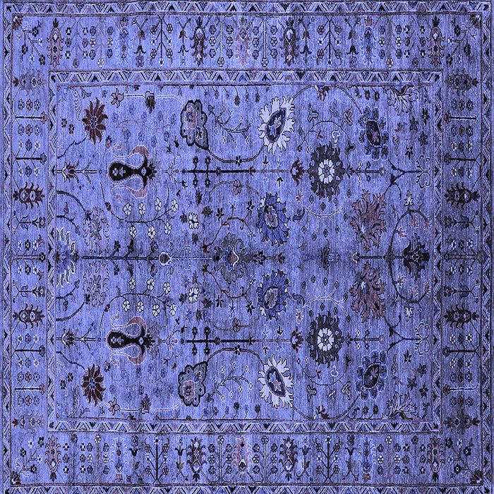 Square Machine Washable Oriental Blue Industrial Rug, wshurb2418blu