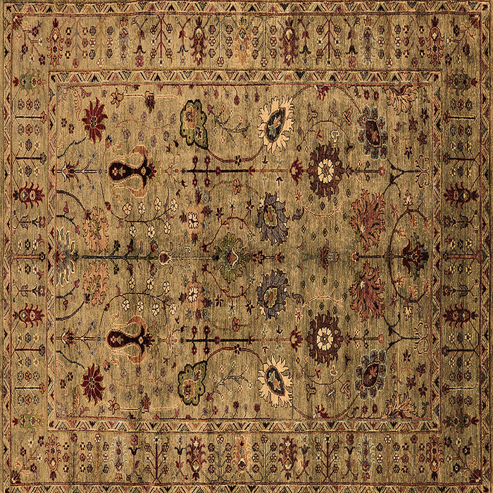 Square Machine Washable Oriental Brown Industrial Rug, wshurb2418brn