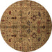 Round Machine Washable Oriental Brown Industrial Rug, wshurb2418brn