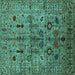 Square Oriental Turquoise Industrial Rug, urb2418turq