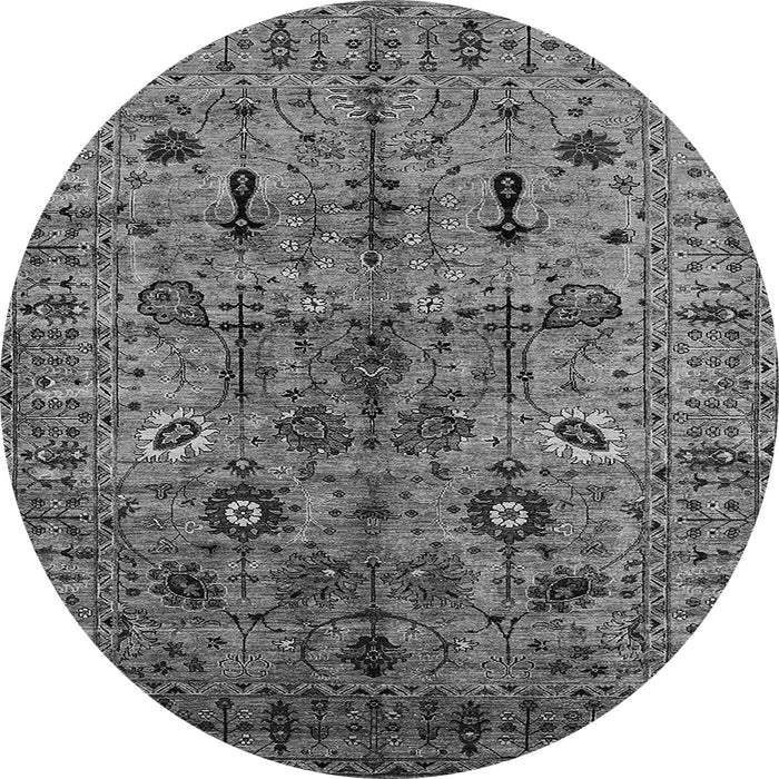 Round Machine Washable Oriental Gray Industrial Rug, wshurb2418gry