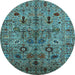 Round Oriental Light Blue Industrial Rug, urb2418lblu