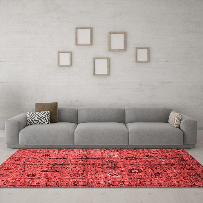 Industrial Red Washable Rugs