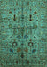 Machine Washable Oriental Turquoise Industrial Area Rugs, wshurb2418turq