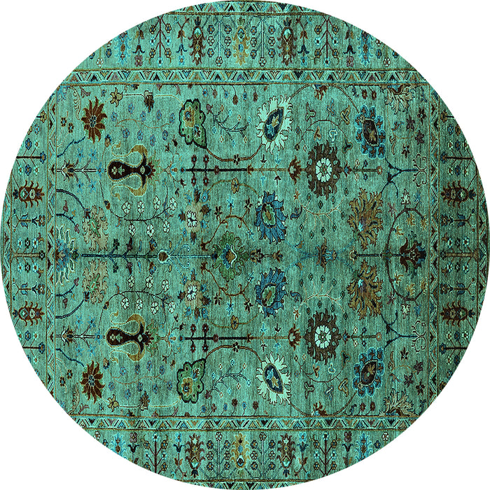Round Oriental Turquoise Industrial Rug, urb2418turq