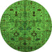 Round Oriental Green Industrial Rug, urb2418grn