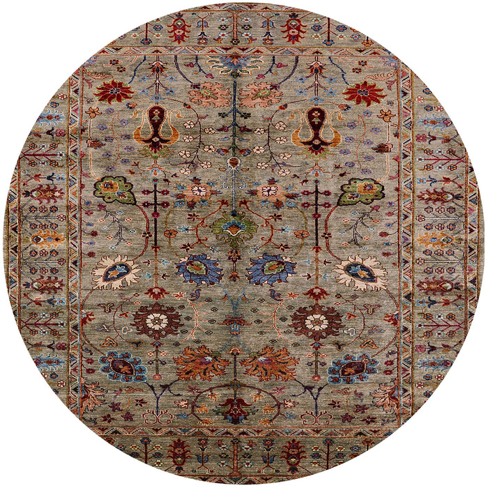 Round Mid-Century Modern Brown Oriental Rug, urb2418