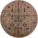 Round Mid-Century Modern Brown Oriental Rug, urb2418