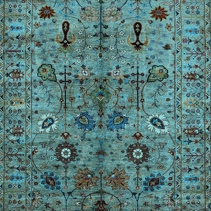 Machine Washable Oriental Light Blue Industrial Rug, wshurb2418lblu