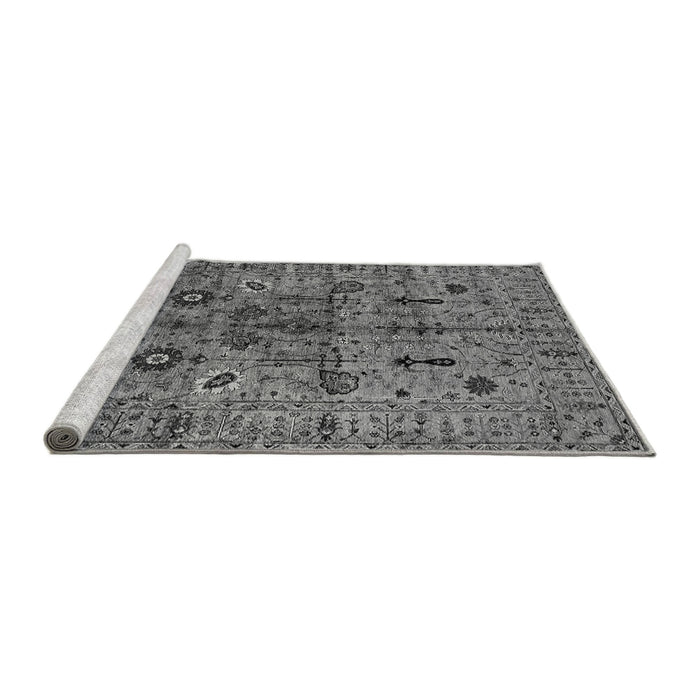Sideview of Machine Washable Oriental Gray Industrial Rug, wshurb2418gry