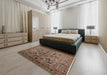 Mid-Century Modern Brown Oriental Rug in a Bedroom, urb2418