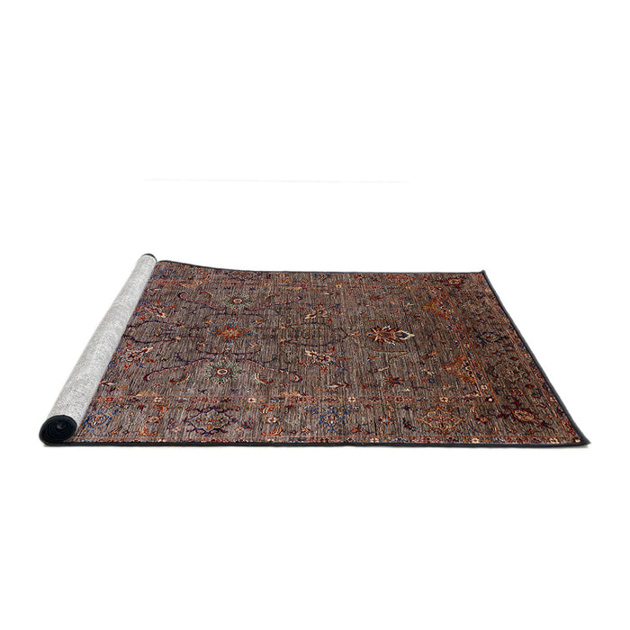 Sideview of Machine Washable Industrial Modern Dark Almond Brown Rug, wshurb2419