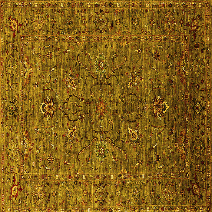 Square Oriental Yellow Traditional Rug, urb2419yw