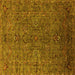 Square Oriental Yellow Traditional Rug, urb2419yw