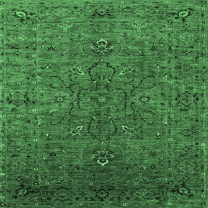 Square Oriental Emerald Green Traditional Rug, urb2419emgrn
