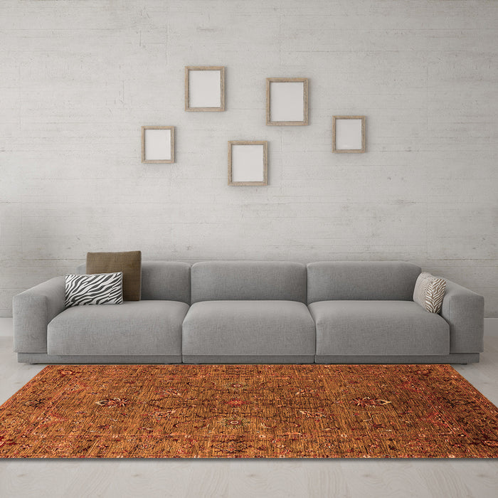 Machine Washable Oriental Orange Traditional Area Rugs in a Living Room, wshurb2419org