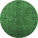 Round Oriental Emerald Green Traditional Rug, urb2419emgrn