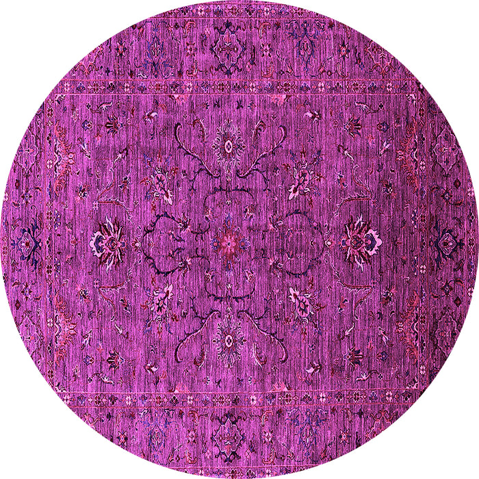 Round Machine Washable Oriental Pink Traditional Rug, wshurb2419pnk