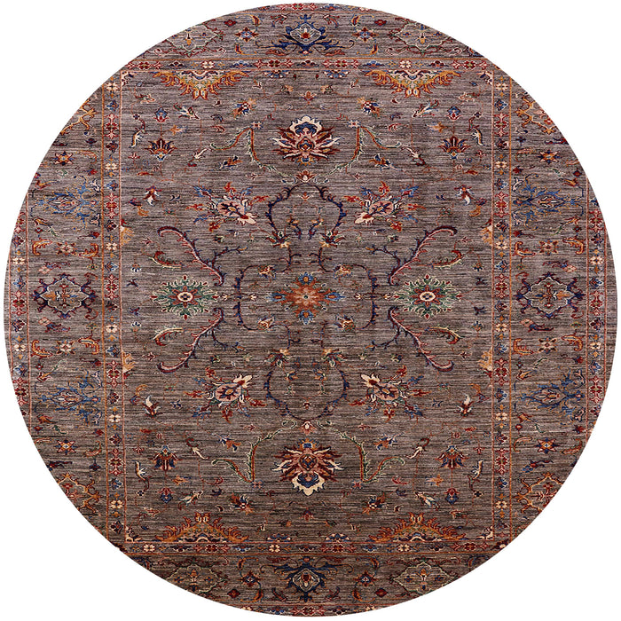 Round Machine Washable Industrial Modern Dark Almond Brown Rug, wshurb2419