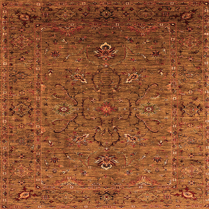 Square Oriental Orange Traditional Rug, urb2419org