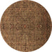 Round Oriental Brown Traditional Rug, urb2419brn