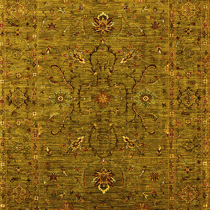 Machine Washable Oriental Yellow Traditional Rug, wshurb2419yw