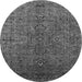 Round Machine Washable Oriental Gray Traditional Rug, wshurb2419gry