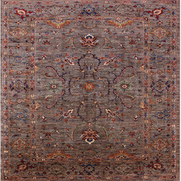 Square Machine Washable Industrial Modern Dark Almond Brown Rug, wshurb2419