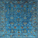 Square Machine Washable Oriental Light Blue Traditional Rug, wshurb2420lblu