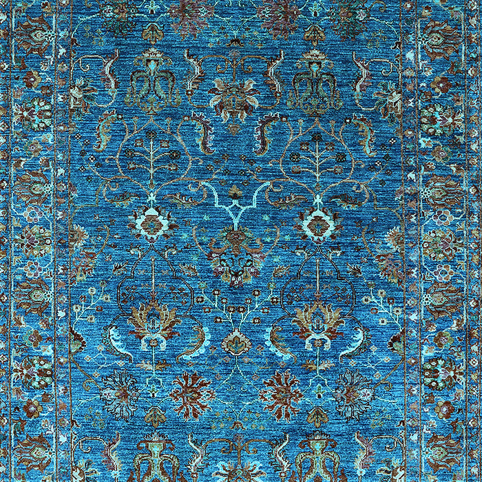 Machine Washable Oriental Light Blue Traditional Rug, wshurb2420lblu