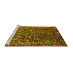 Sideview of Machine Washable Oriental Yellow Traditional Rug, wshurb2420yw
