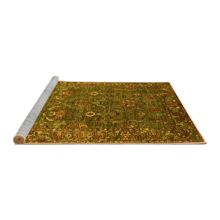 Sideview of Machine Washable Oriental Yellow Traditional Rug, wshurb2420yw