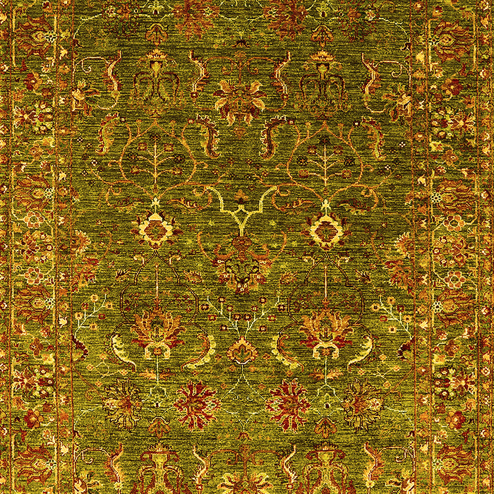 Machine Washable Oriental Yellow Traditional Rug, wshurb2420yw