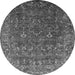 Round Machine Washable Oriental Gray Traditional Rug, wshurb2420gry