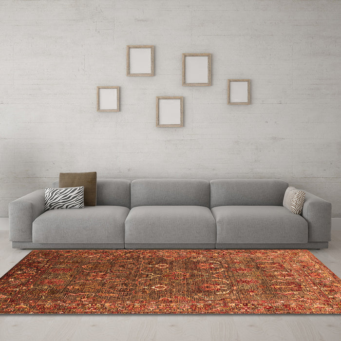 Machine Washable Oriental Orange Traditional Area Rugs in a Living Room, wshurb2420org