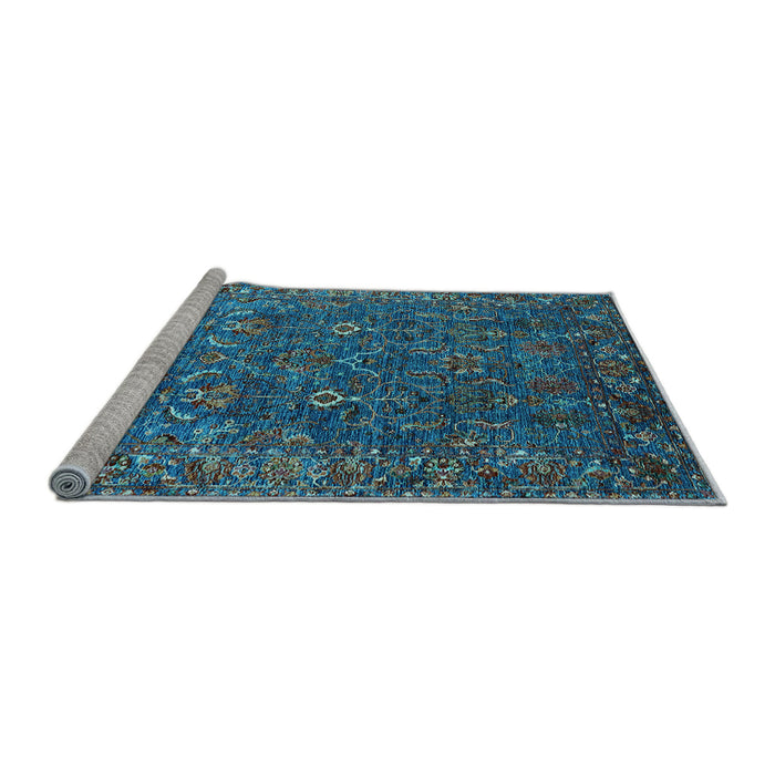 Sideview of Machine Washable Oriental Light Blue Traditional Rug, wshurb2420lblu