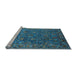 Sideview of Machine Washable Oriental Light Blue Traditional Rug, wshurb2420lblu