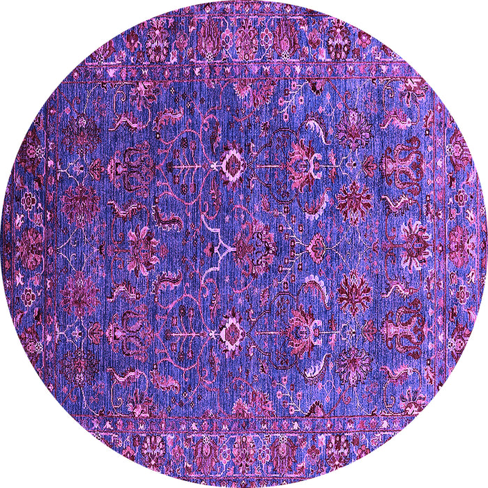 Round Machine Washable Oriental Purple Traditional Area Rugs, wshurb2420pur