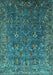 Machine Washable Oriental Turquoise Traditional Area Rugs, wshurb2420turq